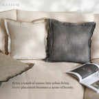 Hand-Fringed Herringbone Woven Decorative Cushions