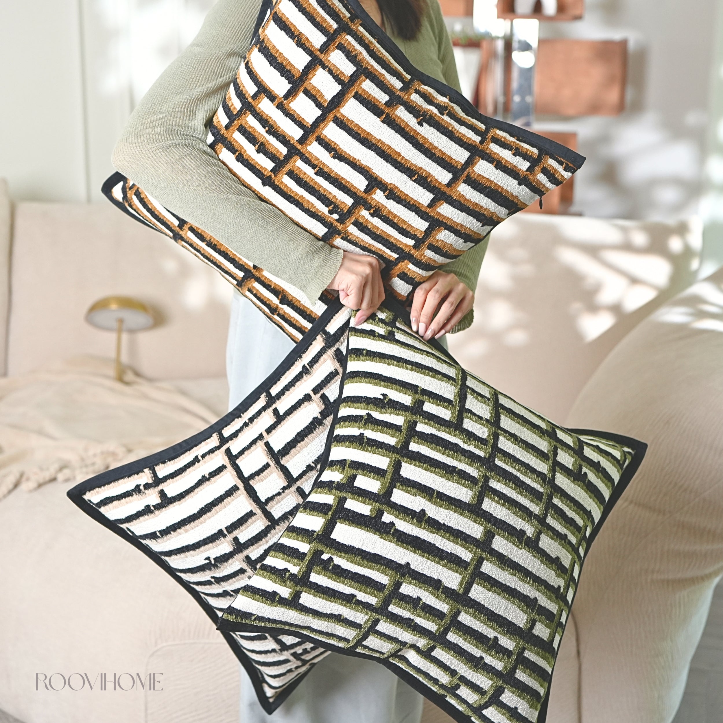 Mid-century Modern Geometric Stripes Decorative Cushions
