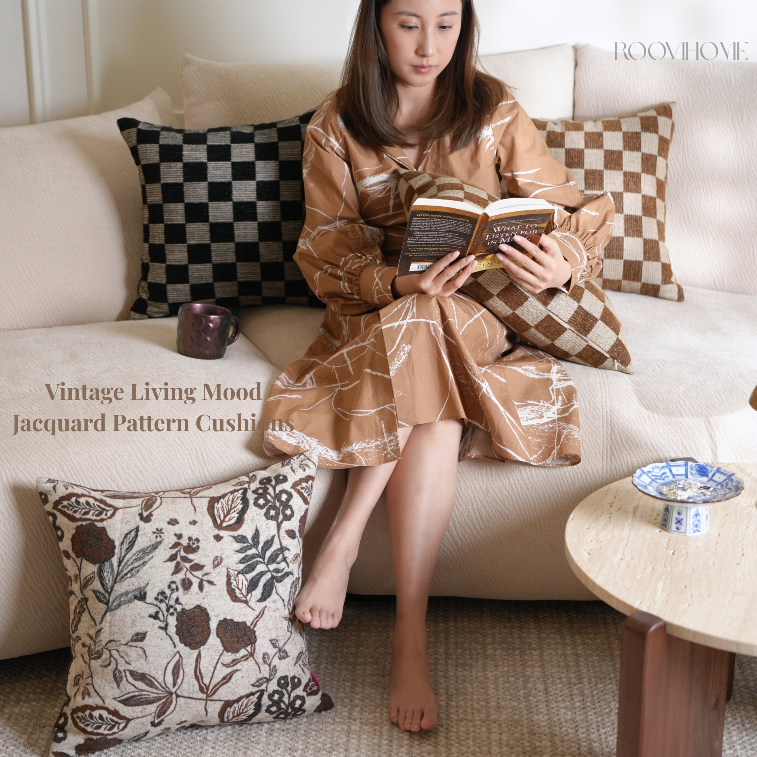 Retro Checkered & Floral Cushions