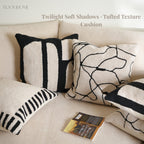 Geometric Tufted Embroidered Throw Pillow / Cushion Cover • Modern Earth Tones • Living Room Sofa Cushion • Home Decor| RooviHome Twilight Soft Shadows Series