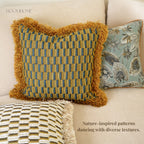 Retro Geometric & Floral Jacquard Cushions Combo