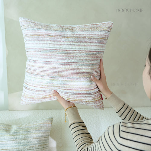 Cozy Pastel Embroidered Striped Cushions