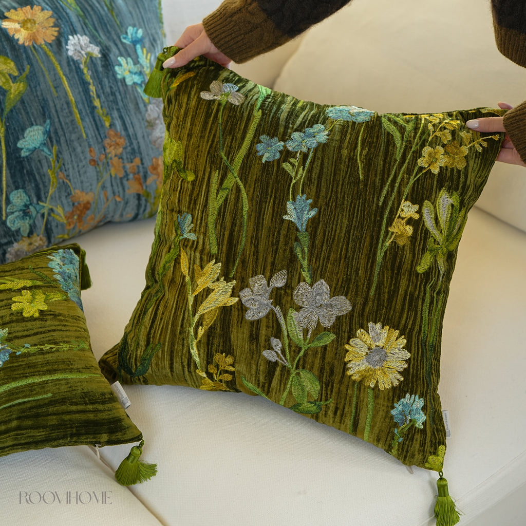 Velvet Garden Floral Cushion