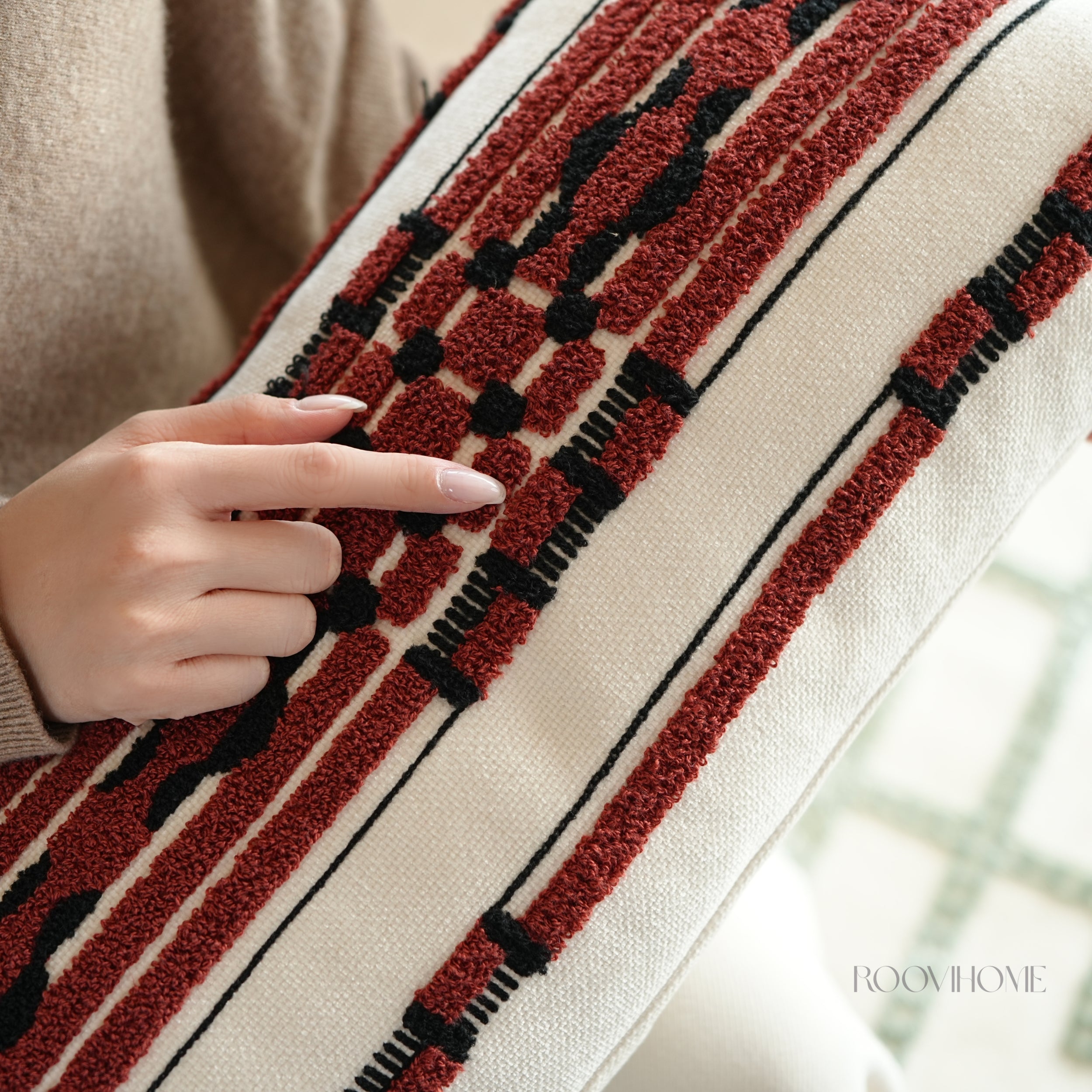Tribe Echo Retro Embroidered Bolster Cushions