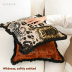 Soft Wildness Tiger & Elephant Cushions with Fringes