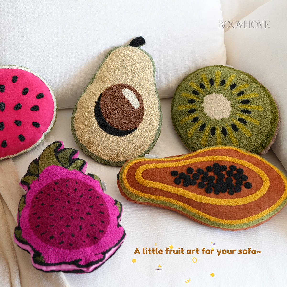 Fruit-Shaped Towel Embroidered Cushion
