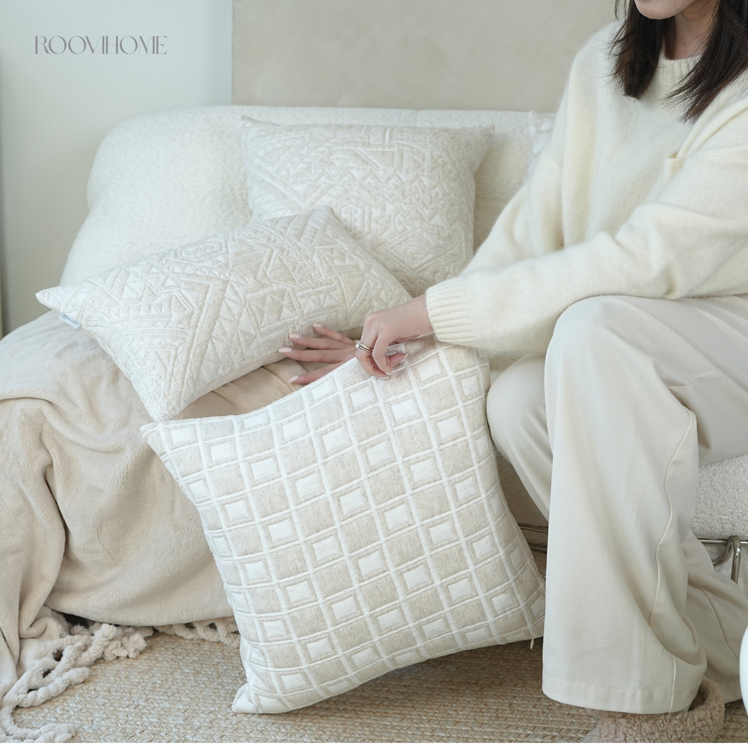 Dimensional Comfort Geometric Embossed Quilted Cushions