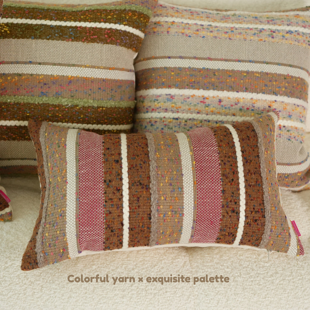 Stardust Series • Speckled Striped Cotton Linen Blend Lumbar Pillows