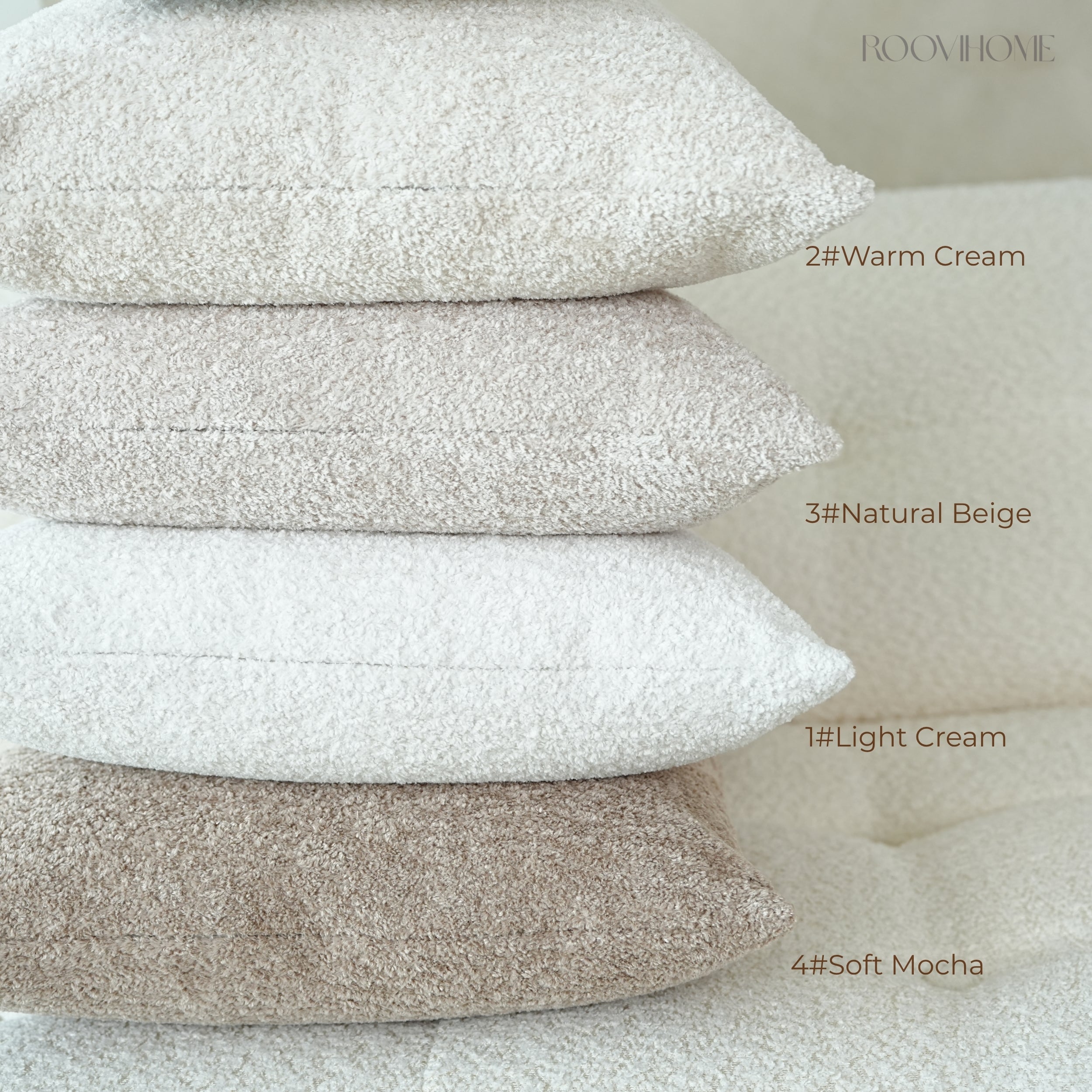 Solid Earthy Tone Teddy Bouclé Decorative Cushions
