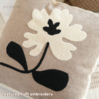 Muted Canvas Retro Floral & Vase Embroidery Cushions 50x50cm
