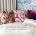 Crimson Tale Velvet Mix Artistic Pattern Cushions Set