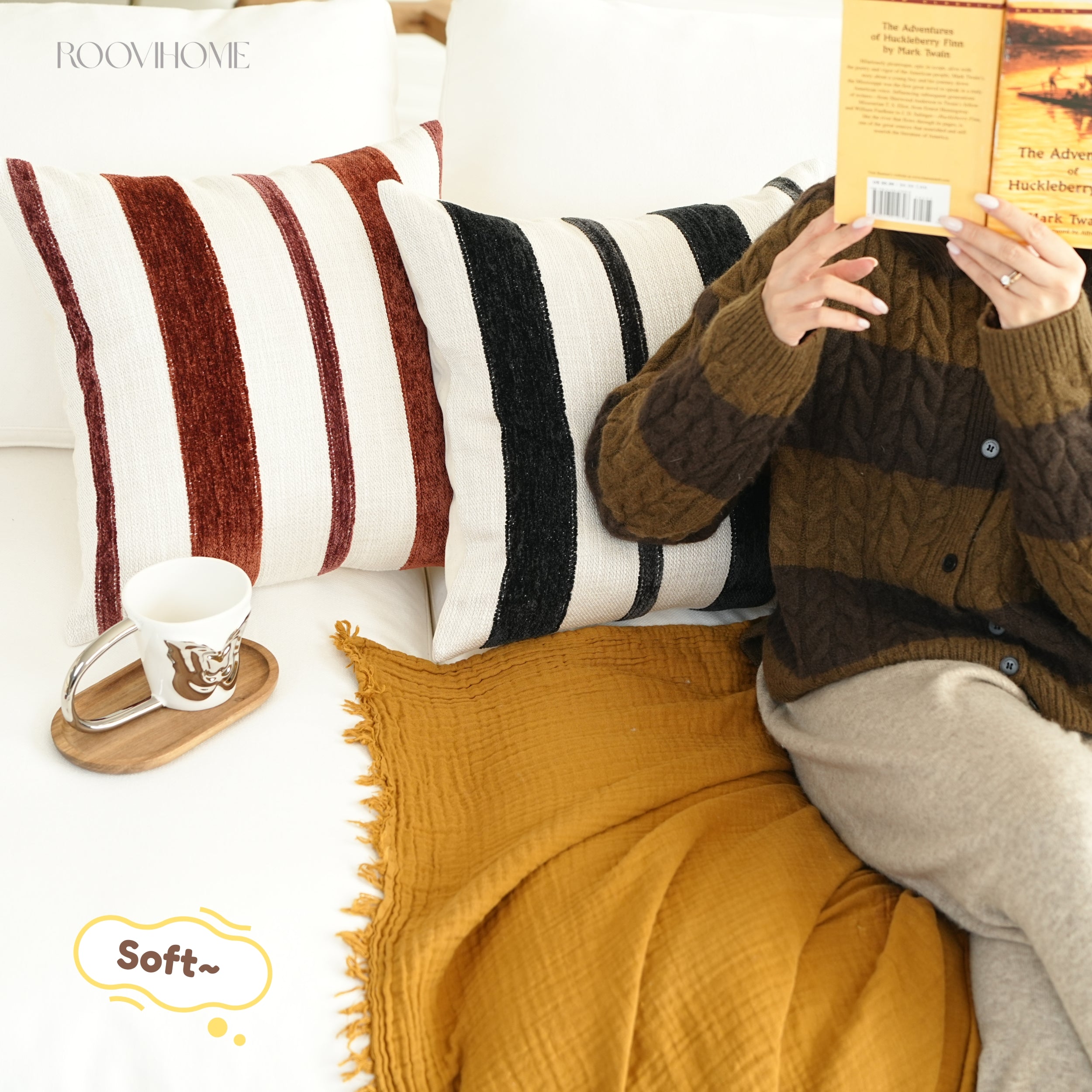 Cozy Chenille Retro Stripe Cushions