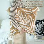 Leaf Shadows Tufted Cushions with Tassels