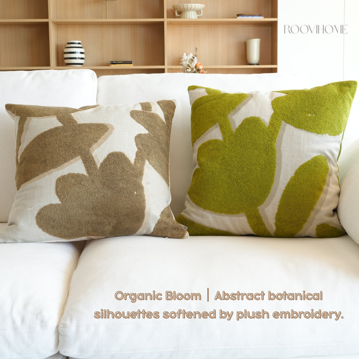 Linen-Textured Botanical Cushion 50x50cm