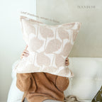Soft Leaf Muted-Tone Jacquard Cushions