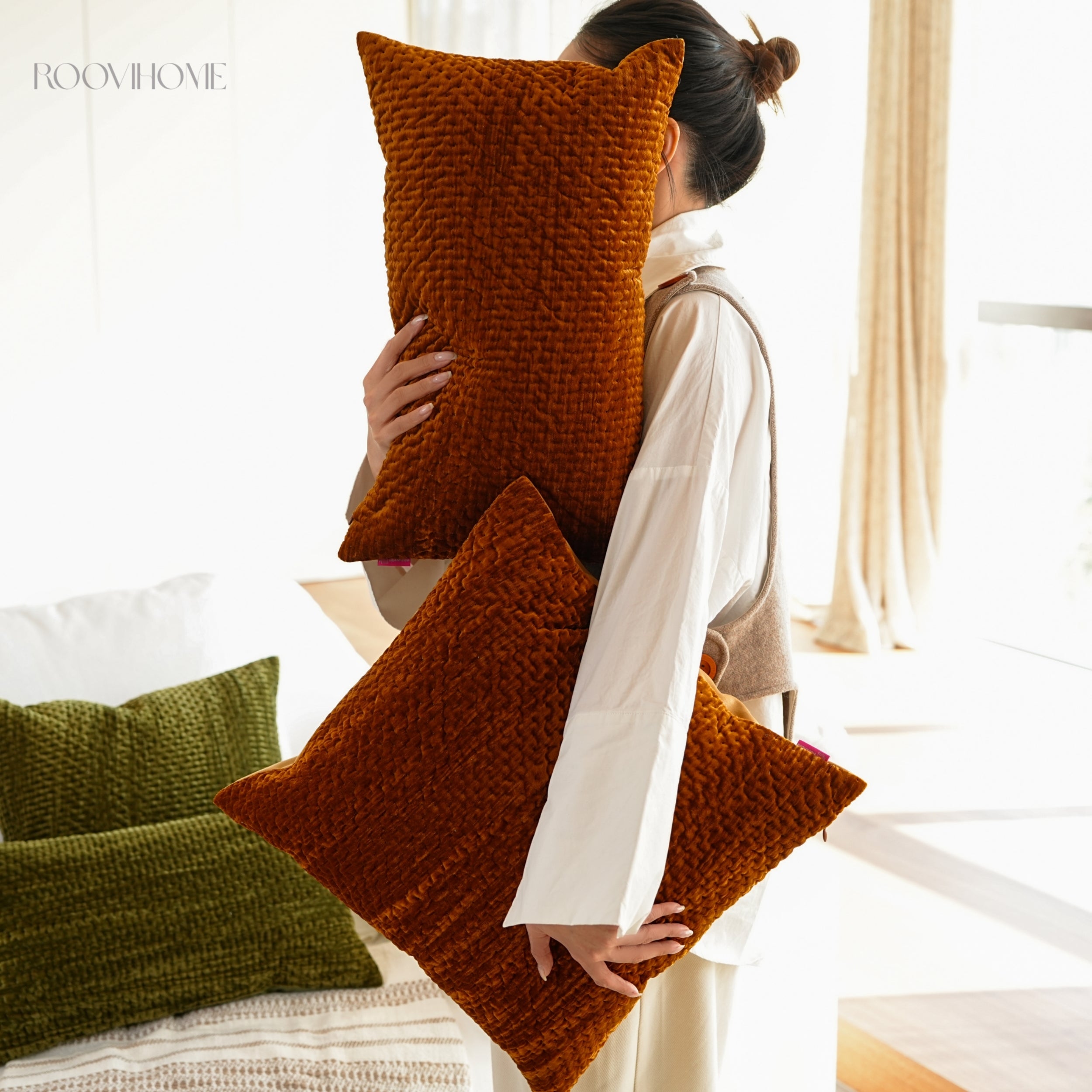 Velvet Aura Quilted Cushions