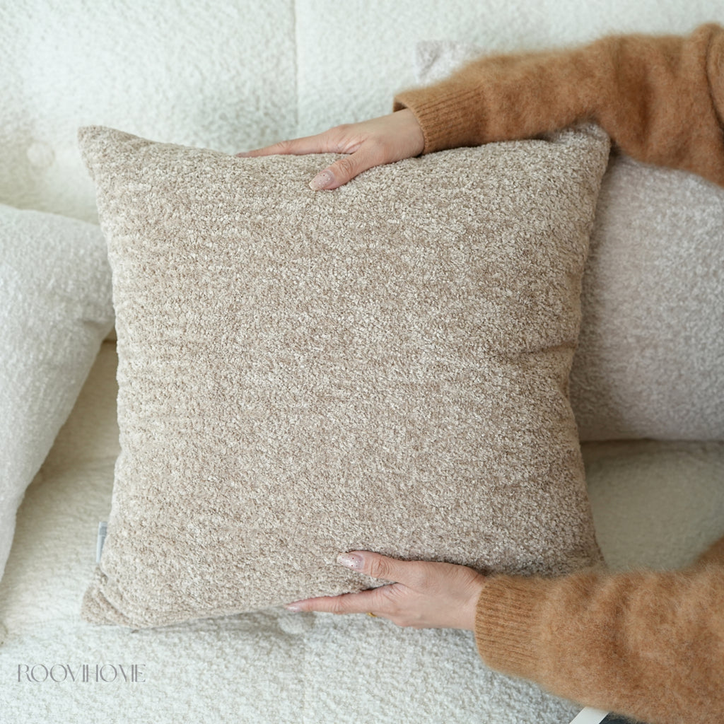 Solid Earthy Tone Teddy Bouclé Decorative Cushions