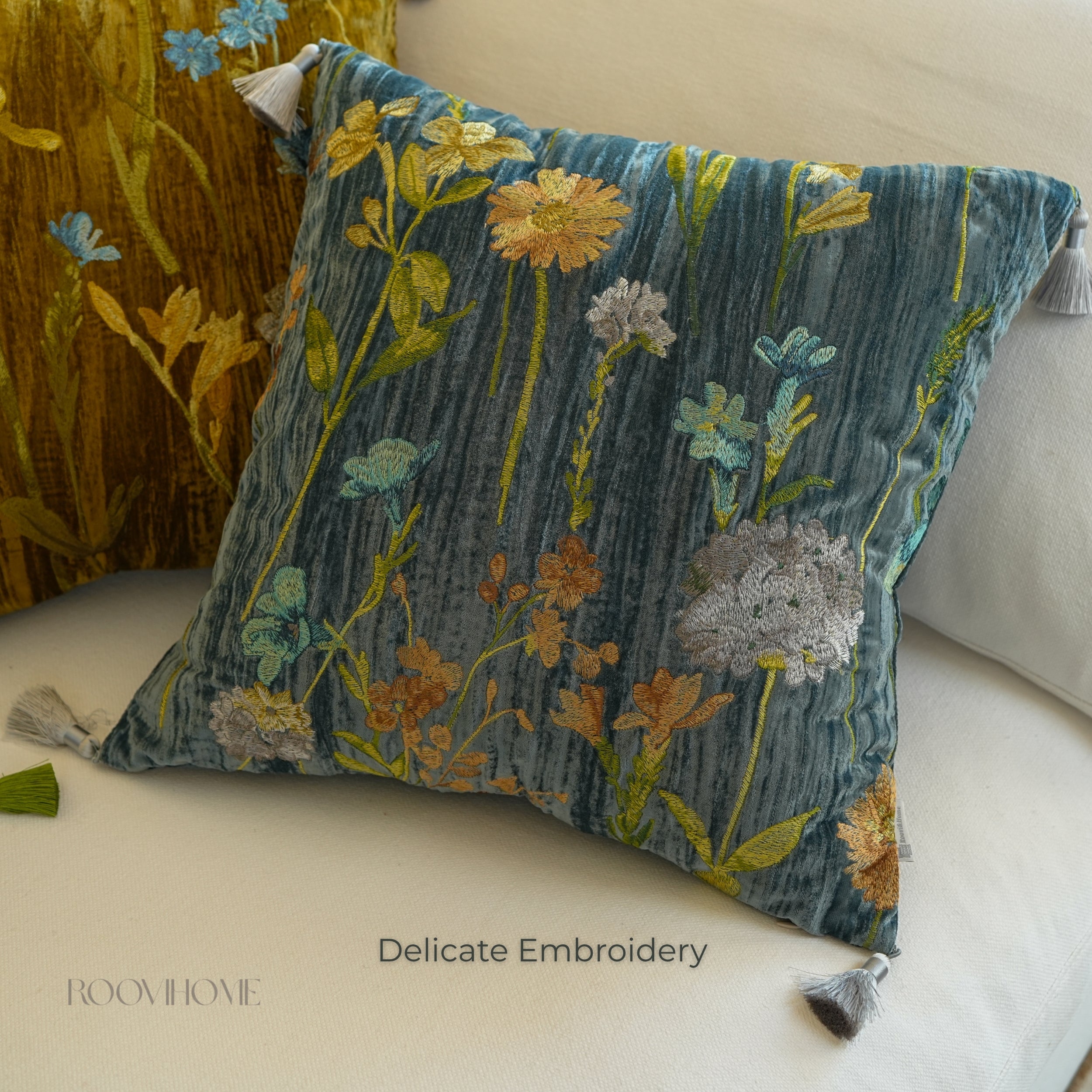 Velvet Garden Floral Cushion