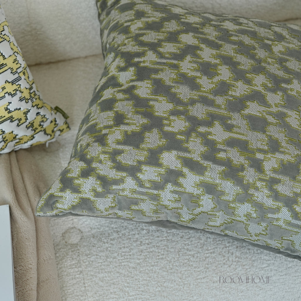Muted Houndstooth Textured Velvet Cushions