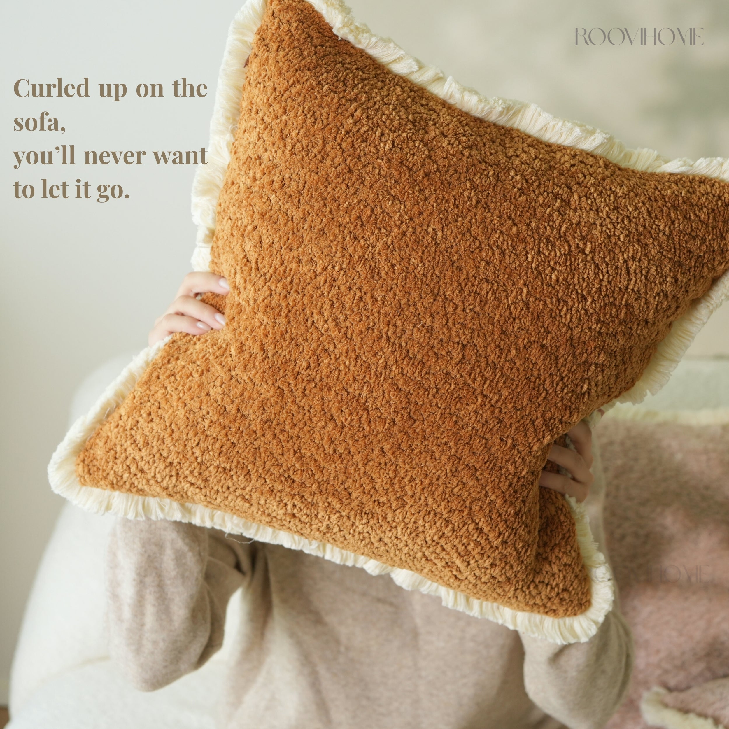 Fluffy Teddy Boucle Cushions with Fringes