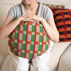Plaid Moments 70s Modern Retro Checkered Towel Embroidered Cushions