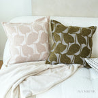 Soft Leaf Muted-Tone Jacquard Cushions