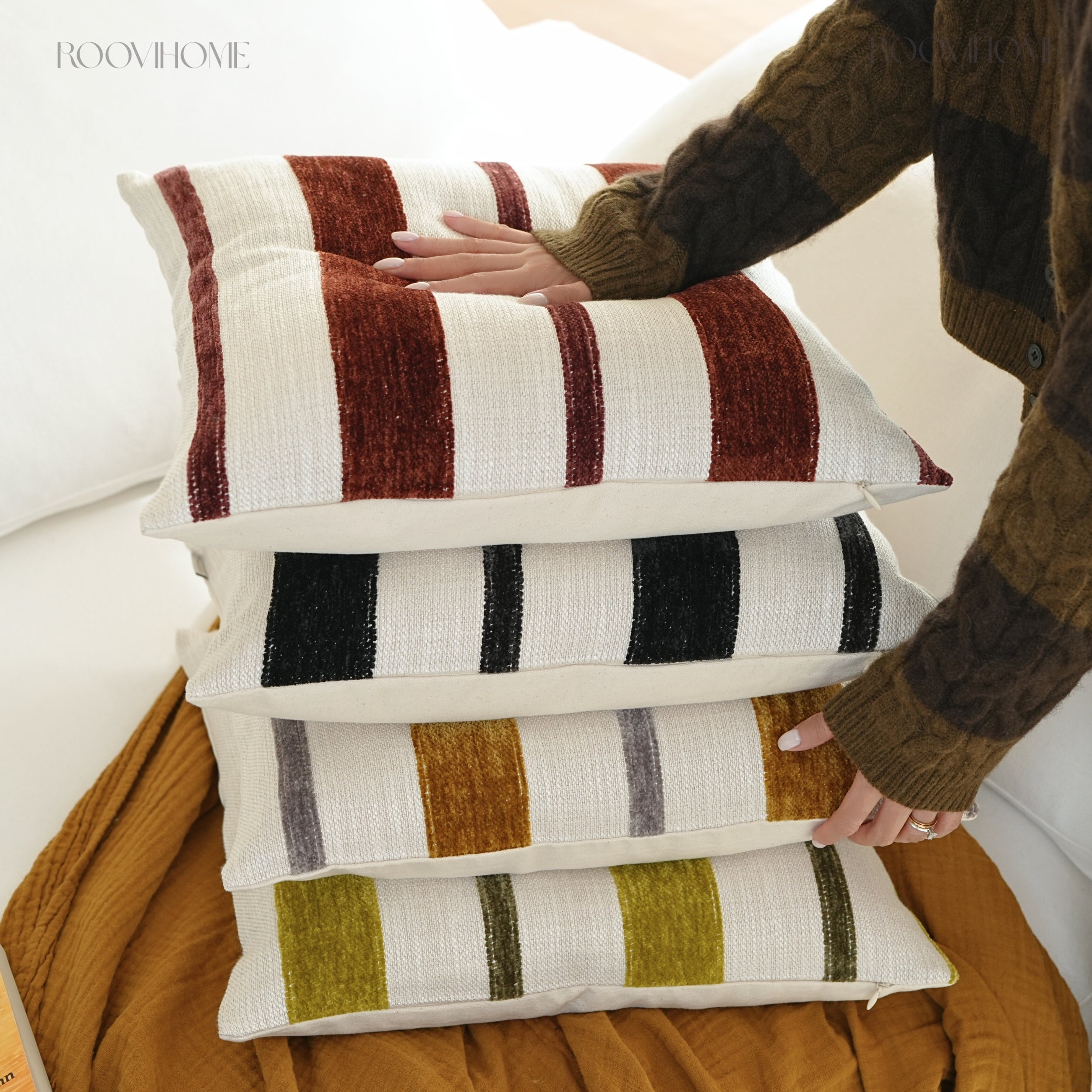 Cozy Chenille Retro Stripe Cushions