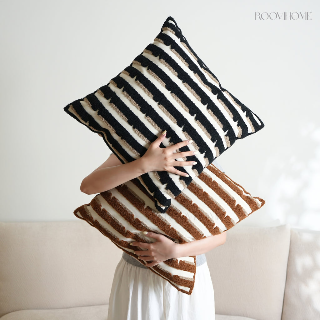 Modern Retro Raised Stripe Embroidered Cushions
