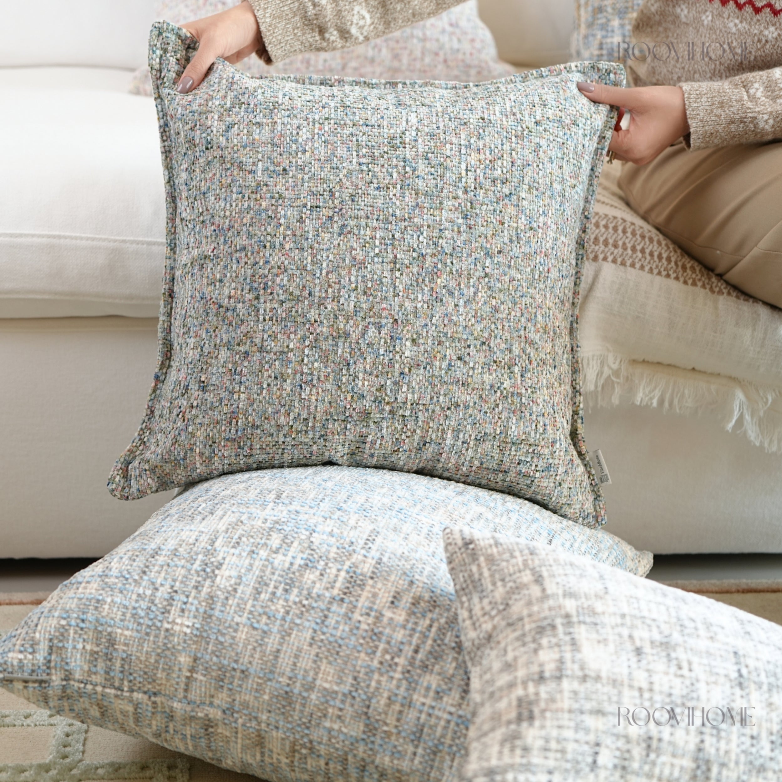 Soft Tweed Multicolor Woven Cushions