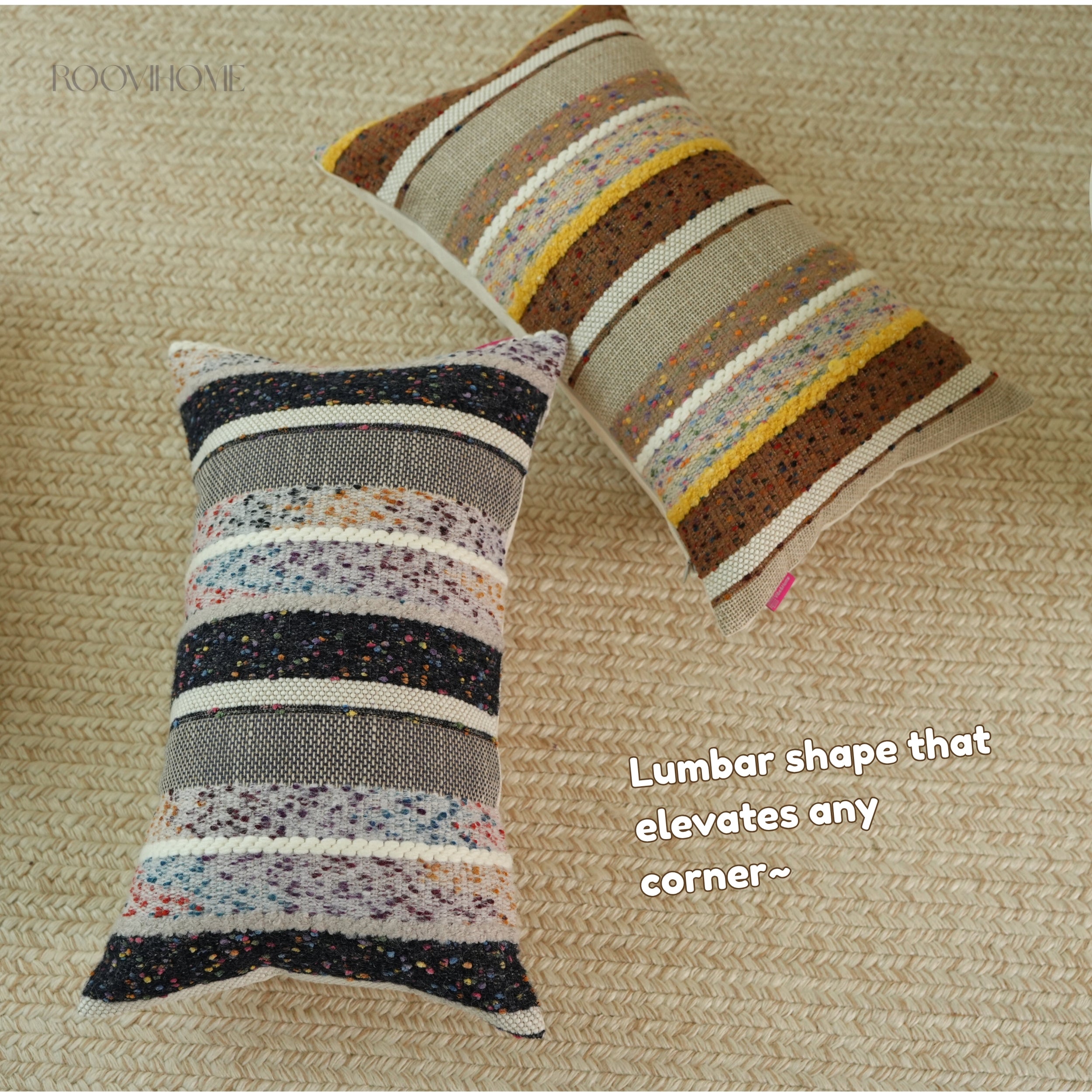 Stardust Series • Speckled Striped Cotton Linen Blend Lumbar Pillows