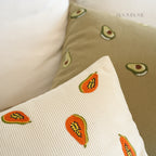 Embroidered Fruit Corduroy Cushion