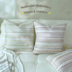 Cozy Pastel Embroidered Striped Cushions