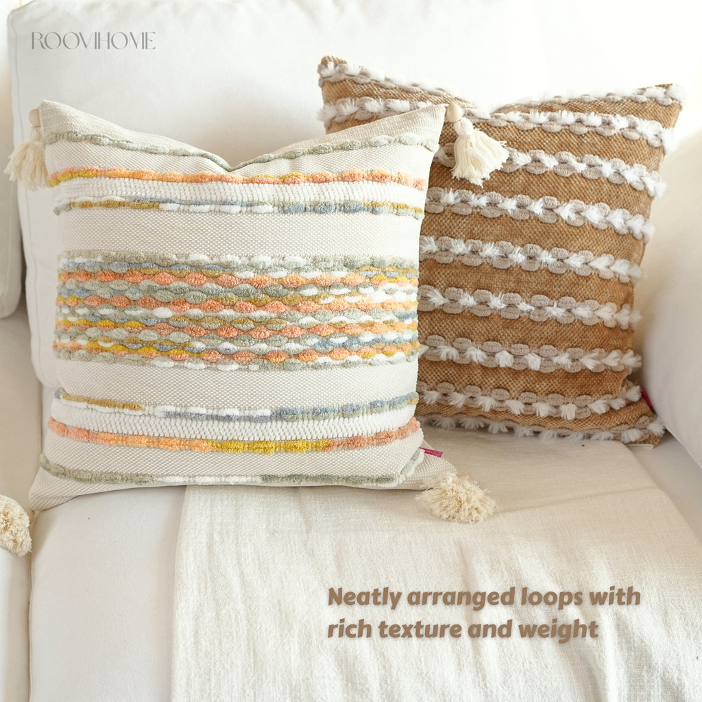 Chic Bazaar Colorful Bouclé Cushions with Tassels
