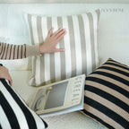 Chenille Striped Throw Pillow / Cushion Cover • Retro Modern Style • Sofa Cushion for Living Room • Home Decor | RooviHome Retro Line Collection
