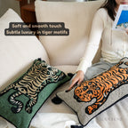 Wild Mood Tiger Velvet Lumbar Cushion with Tassels
