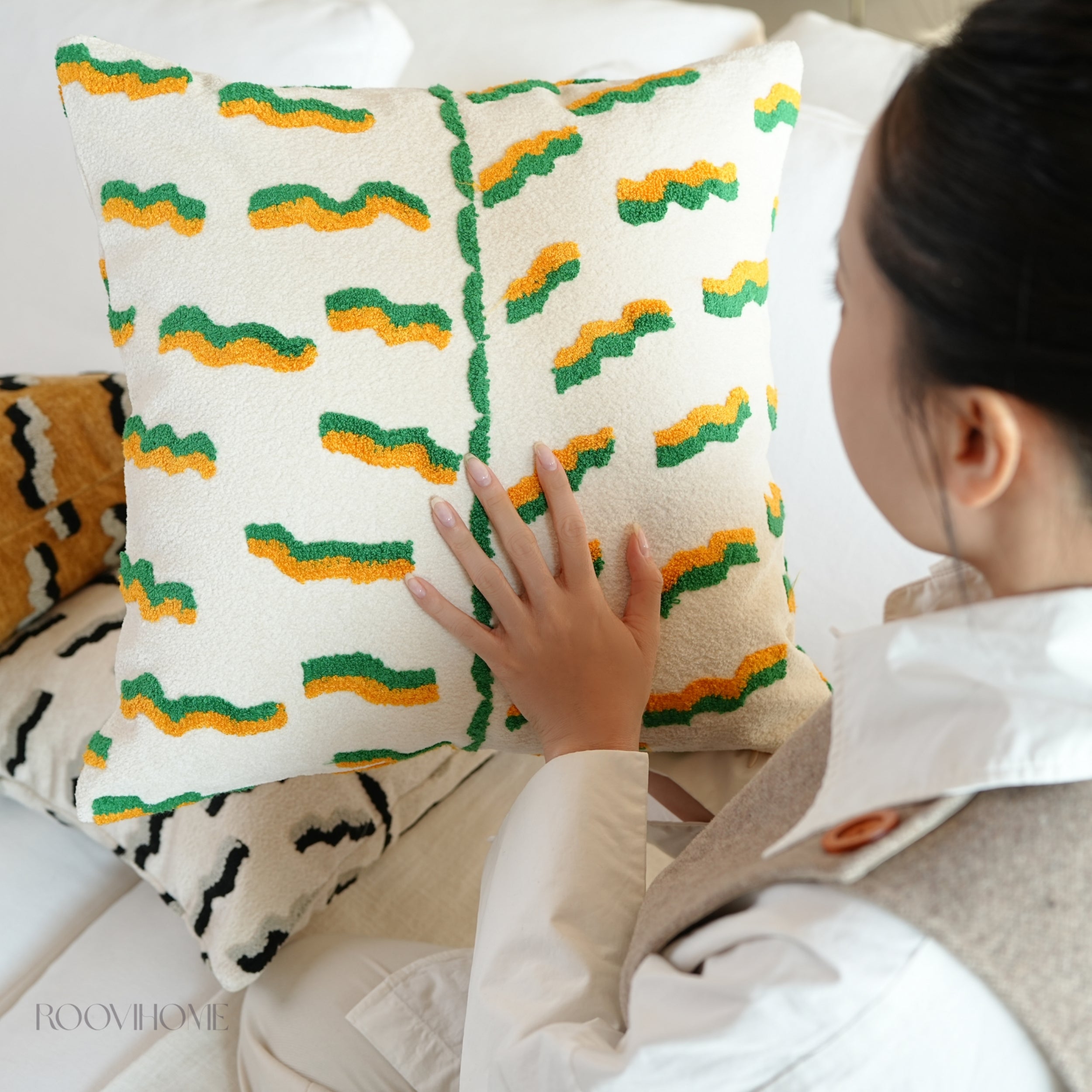 Soft Territory Playful Tiger 3D Embroidered Cushions