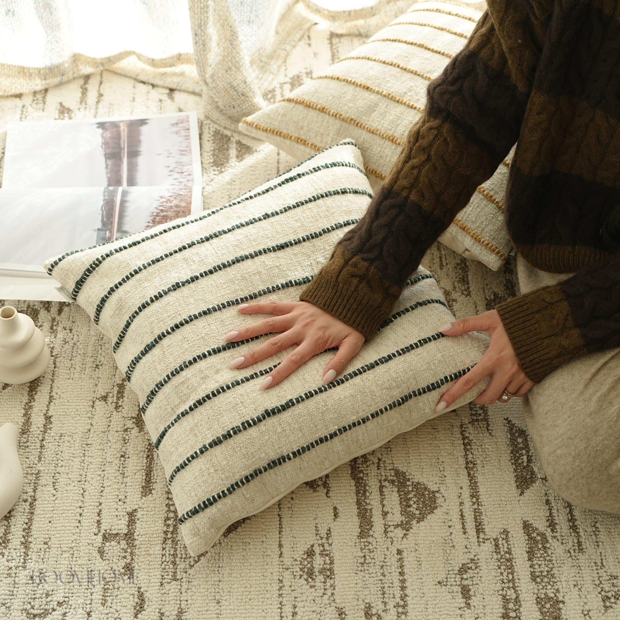 Raw Stripes Cotton-Linen Blend Cushions