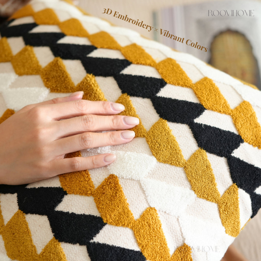 Mid-century Modern Geometric Embroidery Cushions