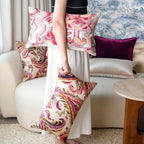 Crimson Tale Velvet Mix Artistic Pattern Cushions Set