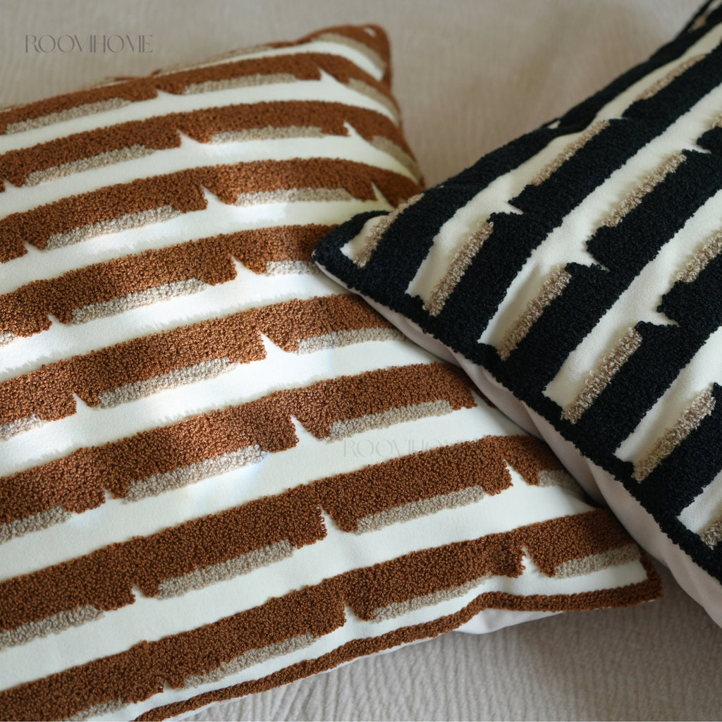 Modern Retro Raised Stripe Embroidered Cushions
