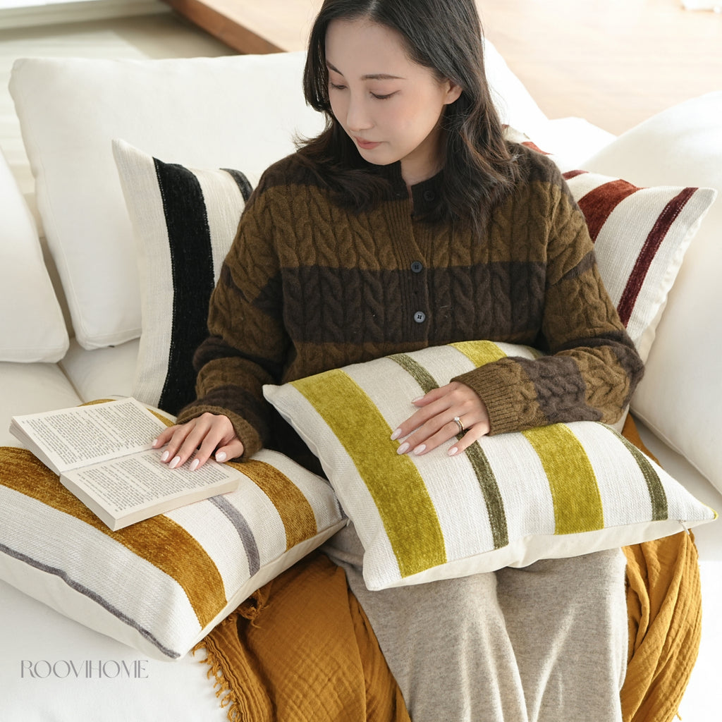 Cozy Chenille Retro Stripe Cushions
