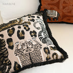 Soft Wildness Tiger & Elephant Cushions with Fringes