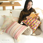 Boho Chic Embroidered Multicolor Geometric Cushions