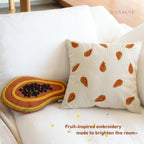 Embroidered Fruit Corduroy Cushion