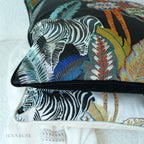 Jungle Wild Zebra & Giraffe Embroidery Cushions