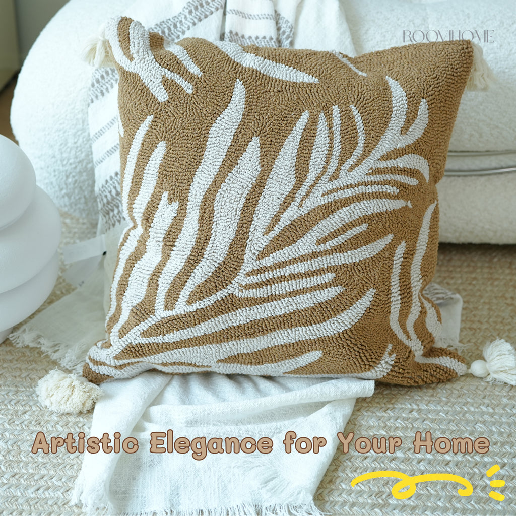 Leaf Shadows Tufted Cushions with Tassels