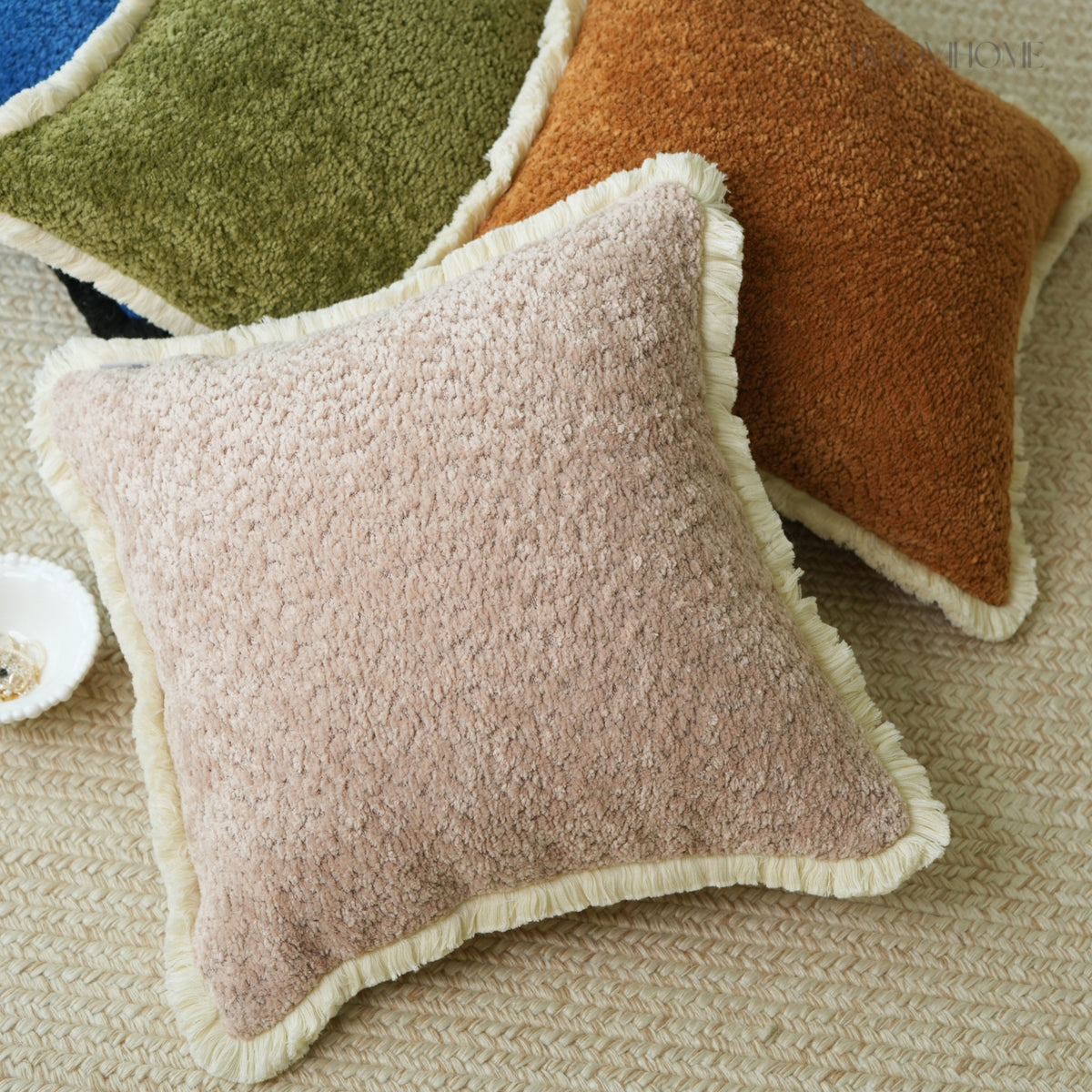 Fluffy Teddy Boucle Cushions with Fringes
