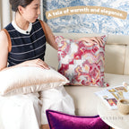 Crimson Tale Velvet Mix Artistic Pattern Cushions Set