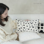 Textured Velvet Leopard Lumbar Cushion With Tassels