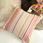 Boho Chic Embroidered Multicolor Geometric Cushions
